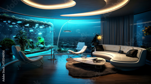 Elegant Modern Living Room with Cozy Sofa and Luxurious Decor. Generative AI