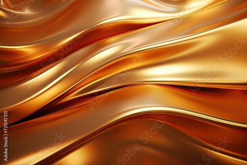  Elegant Golden Silk Fabric with Luxurious Smooth Waves and Reflective Highlights