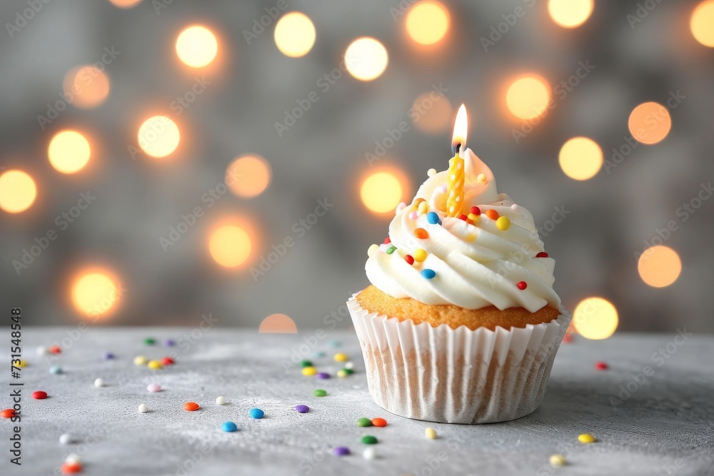 Pastel cake with three candles and a sparkler for a birthday celebration Pastel cake with three candles and a sparkler for a birthday celebration