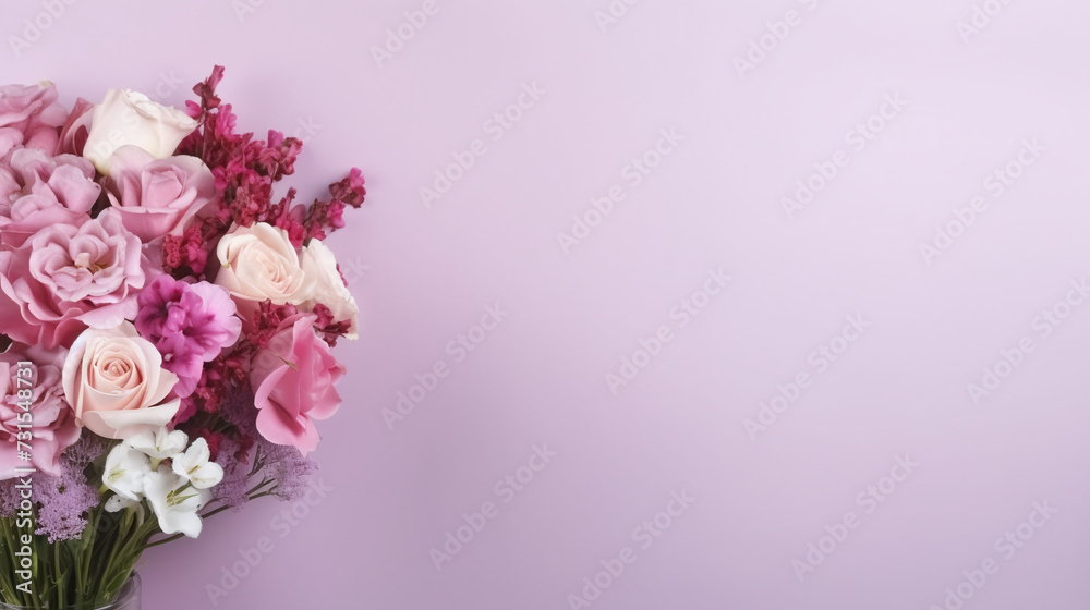 A bouquet of flower as a gift with copy space.