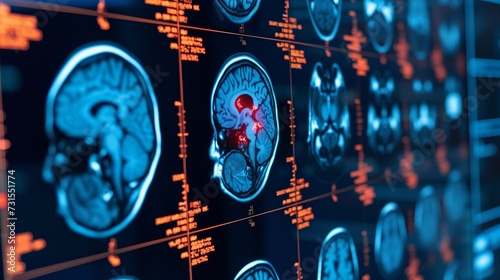 Diagnostic PET/CT scan images of the human brain reveal detailed activity, serving as a crucial tool for medical professionals in analyzing brain health and detecting anomalies.