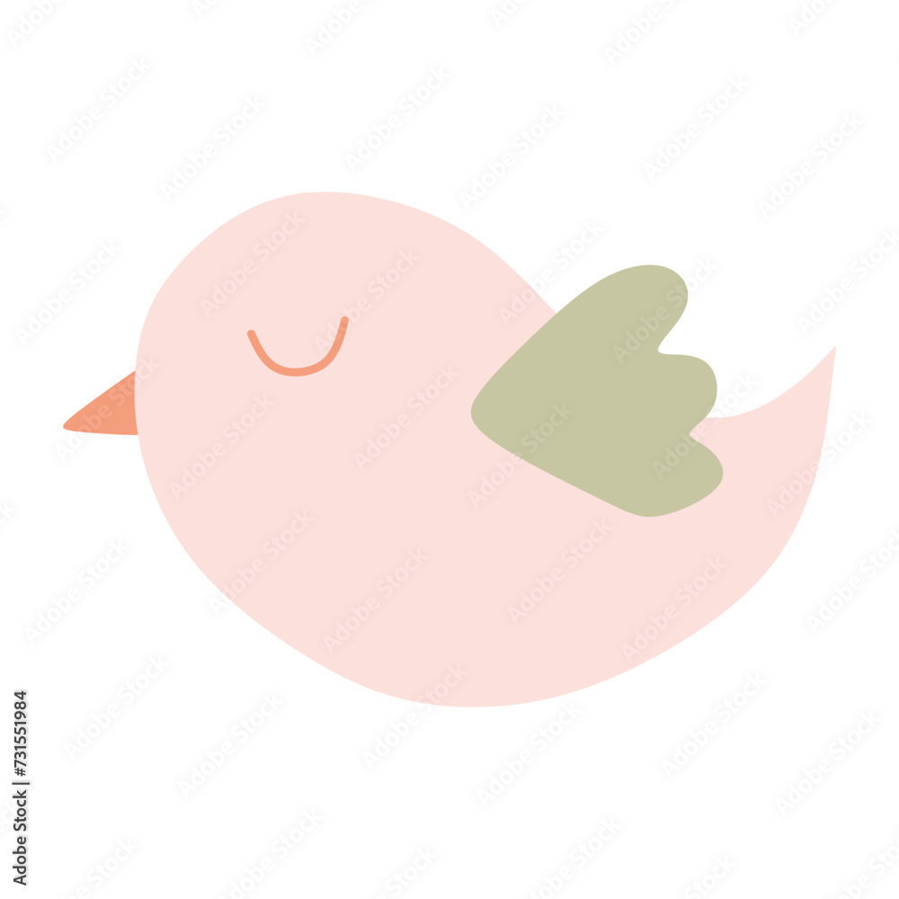 Cute Spring Flying Bird in Pastel colors. Flat style Vector illustration isolated on White. Cartoon Design art for Greeting Card, Easter Decoration. Fun Feather pigeon for Holiday Template. Cute Spring Flying Bird in Pastel colors. Flat style Vector illustration isolated on White. Cartoon Design art for Greeting Card, Easter Decoration. Fun Feather pigeon for Holiday Template.