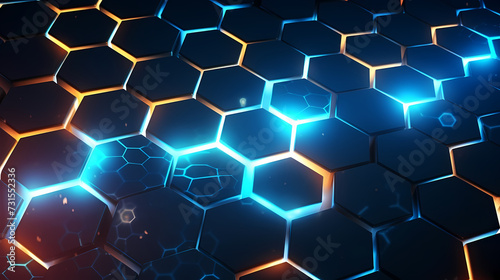 Blue technology background, blue hexagon background