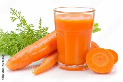 Carrot juice captured on a white background