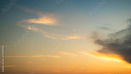 Sunset Sky Orange Cloud Sunrise Background Evening Golden Hour Blue Dawn Twilight Summer blur Nature Night Horizon Sun Clear Beautiful Clean Cloudy Light Dramatic Bright Calm Yellow Soft Warm Abstract © wing-wing