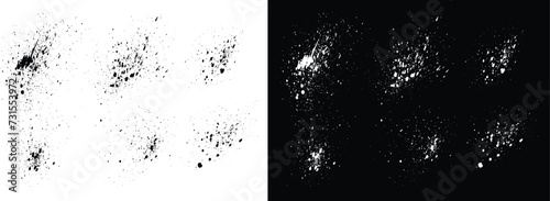 Collection of watercolor black and white paint brush stroke drop blood splatter vector. Ink vector brush stroke texture