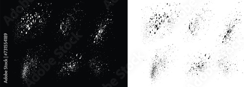 Black and white blood drip isolated vector set of paint brush stroke splash background. Ink brush stroke distressed texture banner