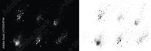 Realistic black and white abstract texture brush stroke splatter bleeding background collection. Hand-drawn brush stroke texture background