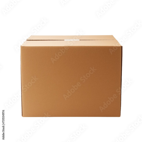 Brown cardboard box isolated on a transparent background.