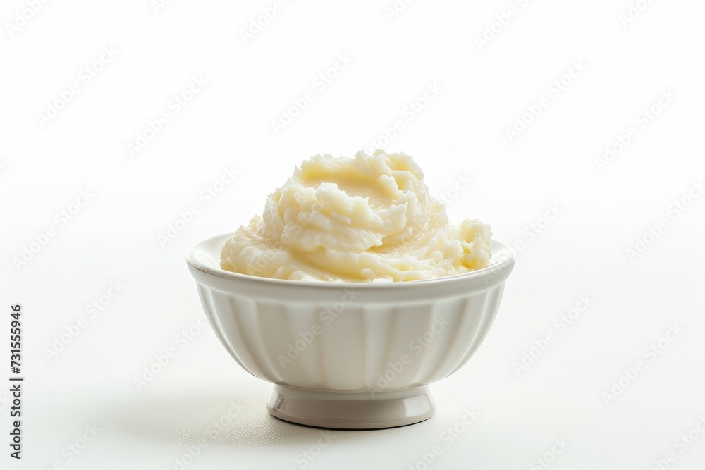 Lard filled bowl on a white surface