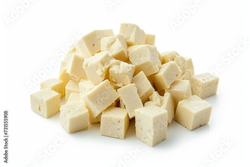 Tofu cheese isolated on white with clipping path and full depth of field