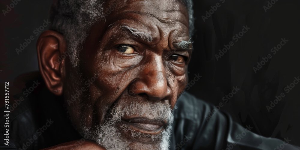portrait of an elderly black man, generative AI