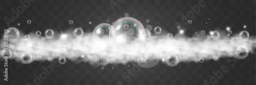 Air bubbles.Soap foam vector illustration on a transparent background.	
