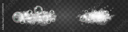 Air bubbles.Soap foam vector illustration on a transparent background.	
