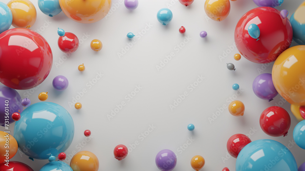 Colorful balloons on a white background, perfect for birthday parties and celebrations
