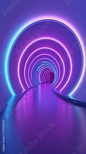 Abstract spiral interior template with neon lighting