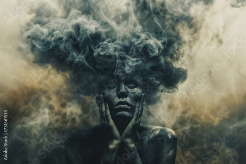 Mystical Figure with Smoke. Generative AI