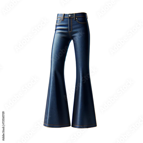 Flared jeans. Isolated women's blue flares