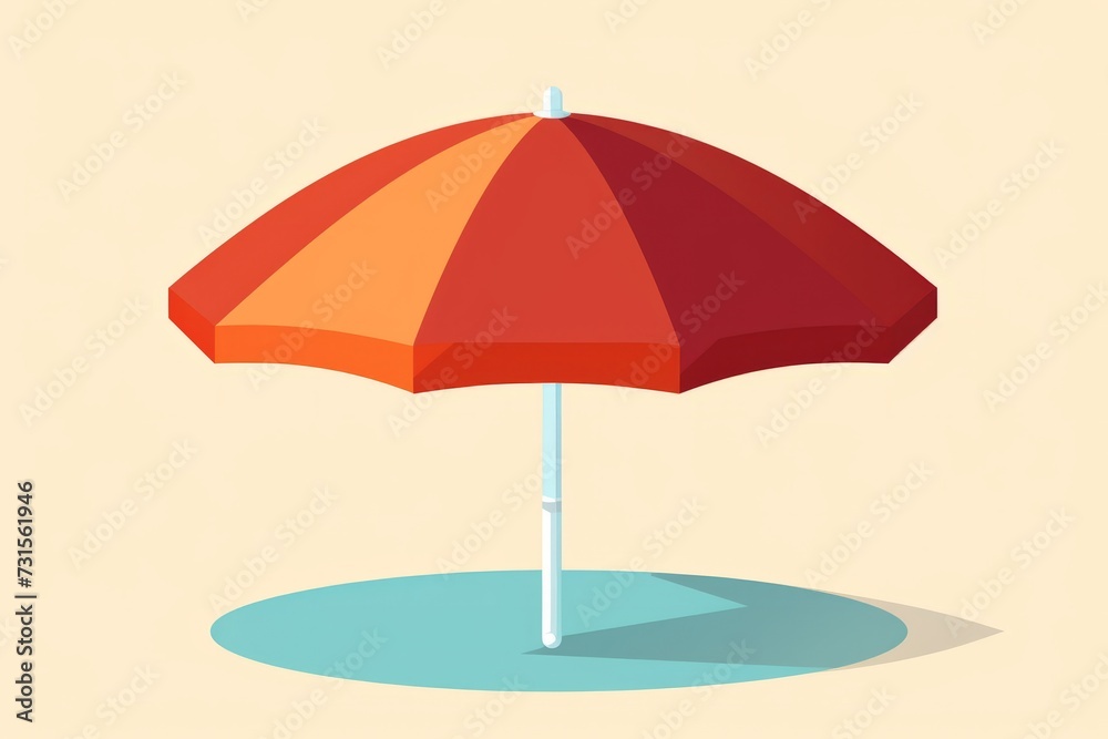Red and Orange Umbrella on Top of Blue Circle