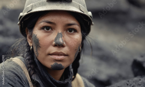 Portrait of a Native American female miner inside the mine © Arsen H