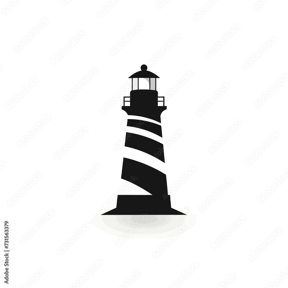 Black simple lighthouse logo element on white background Generative Ai Black simple lighthouse logo element on white background Generative Ai