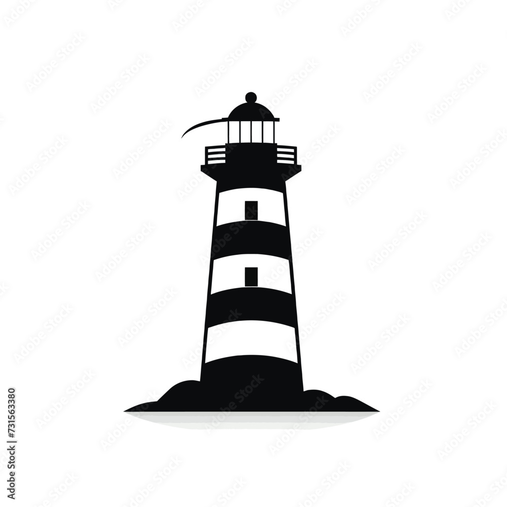Black simple lighthouse logo element on white background Generative Ai Black simple lighthouse logo element on white background Generative Ai