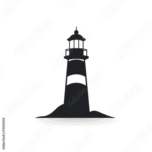 Black simple lighthouse logo element on white background Generative Ai © LayerAce.com