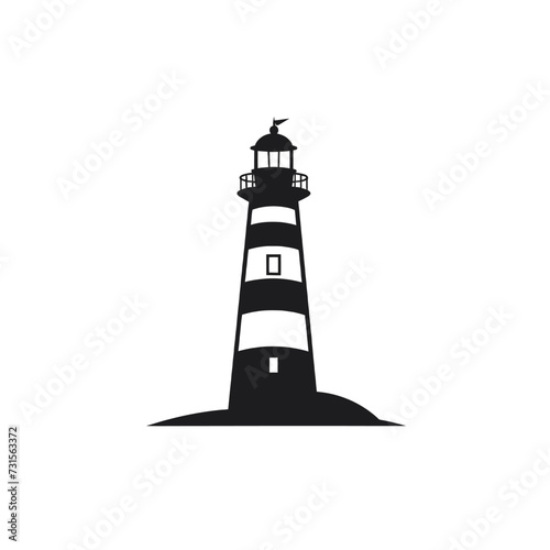 Black simple lighthouse logo element on white background Generative Ai