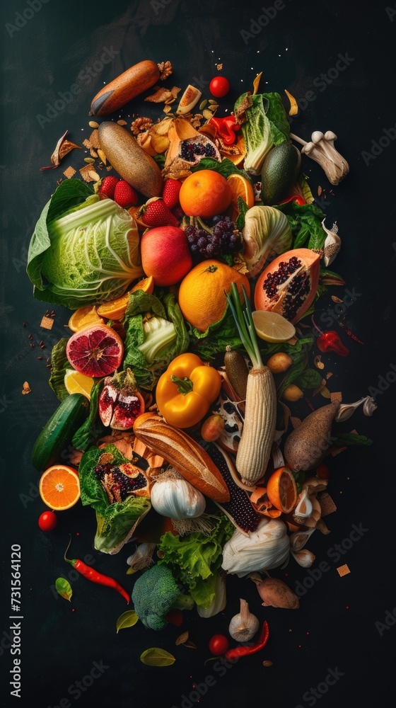 Stop food waste day concept. Vertical background 