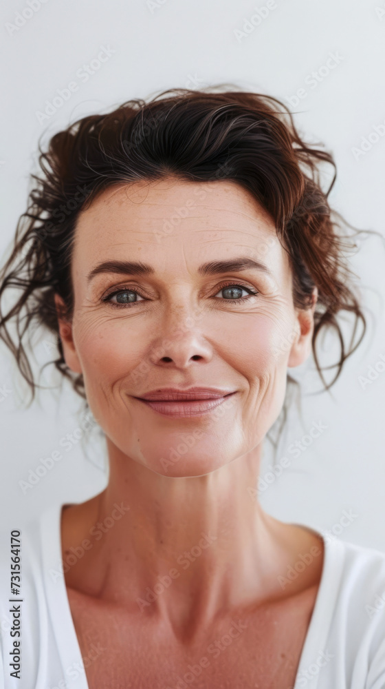 Confident middle aged woman portrait with copy space background for text Confident middle aged woman portrait with copy space background for text