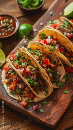 Taco. Mexican food. Vertical background 