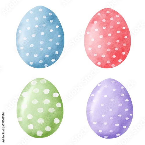 Set of watercolor Easter eggs