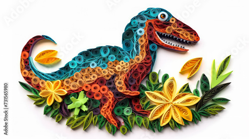 a tyrannosaurus created with the intricate quilling technique © Алла Морозова