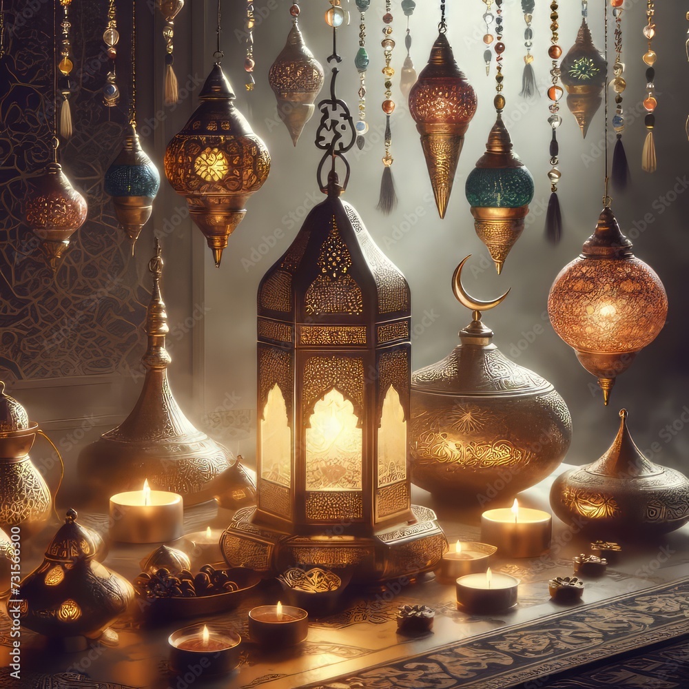Obraz premium Arabic lantern of Ramadan celebration background