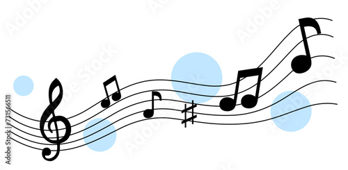 Sheet music on a white background. Doodle. Music