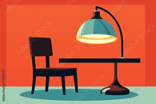 A Chair and a Table With a Lamp