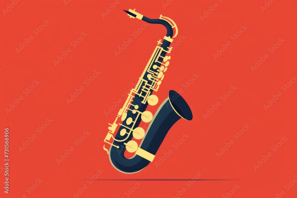 Naklejka premium Saxophone on a Red Background