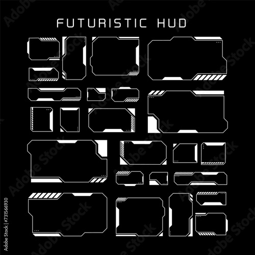 Futuristic interface ui elements. Holographic hud user interface elements, high tech bars and frames. Hud interface icons vector illustration set. rectangular shape borders