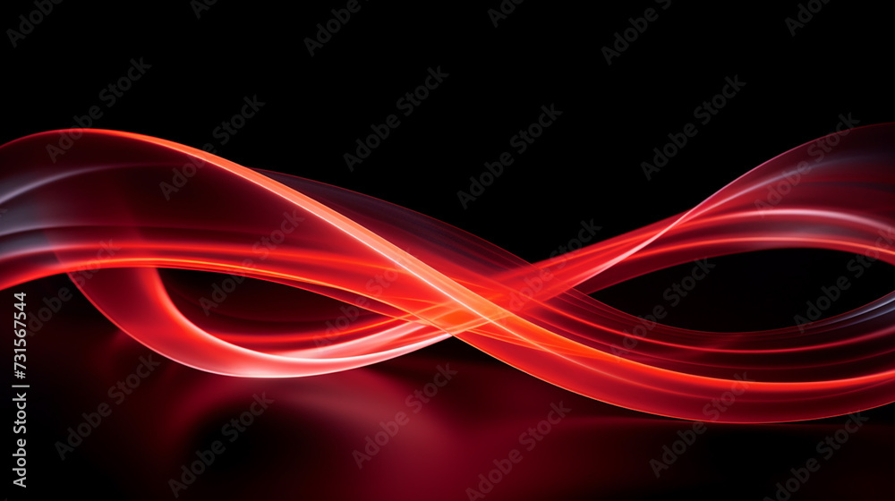 Fototapeta premium Abstract shiny color wave light effect illustration. Magic luminous glow design element on dark background, abstract neon motion glowing wavy lines
