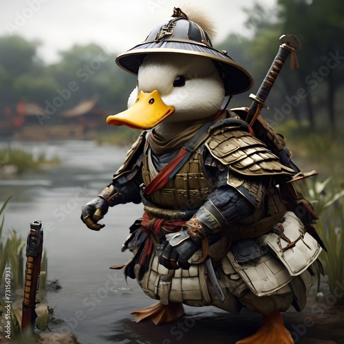 duck samurai warrior medieval knight with sword