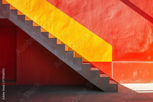 Bold geometric shapes juxtapose against each other, creating a dynamic interp...