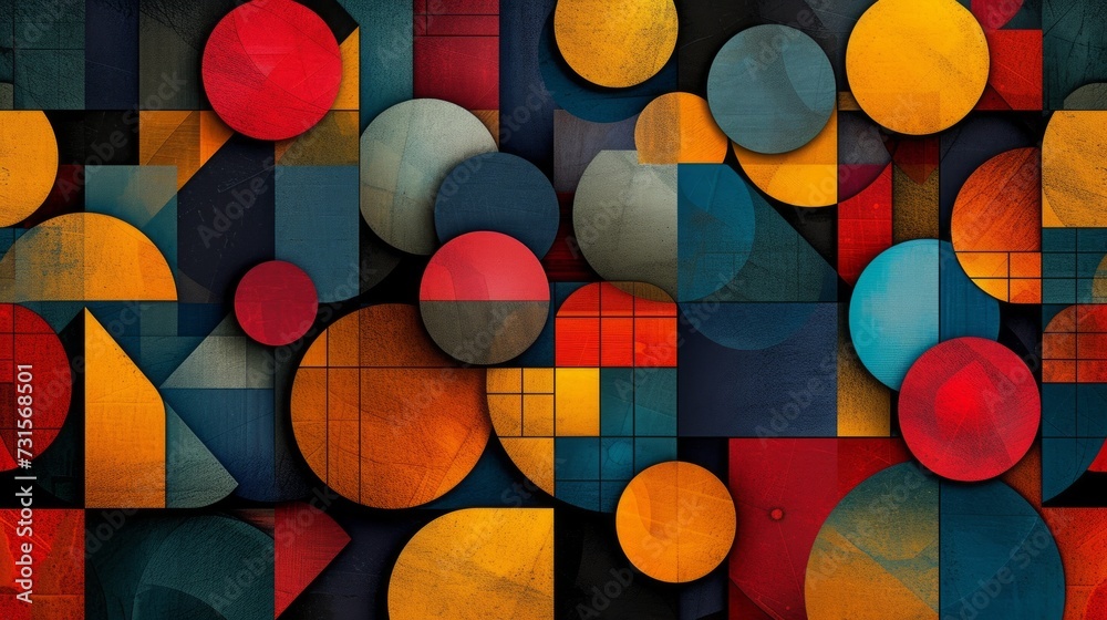 Fototapeta premium Diverse geometric elements merge seamlessly to form a cohesive and captivating background