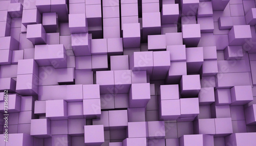 Geometric composition with purple cubes  3d render