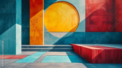 Harmonious arrangements of geometric shapes and colors create a sense of visu...