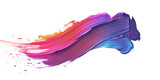3d paint brush stroke, iridescent color isolated on transparent background.