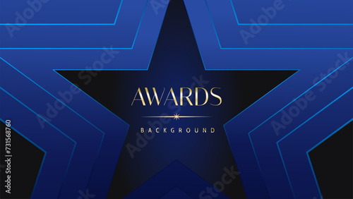 Dark blue golden royal awards graphics background. Lines growing elegant shine spark. Luxury premium corporate abstract design template.