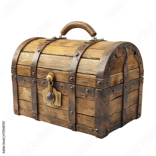 Treasure chest, isolated object, transparent background.