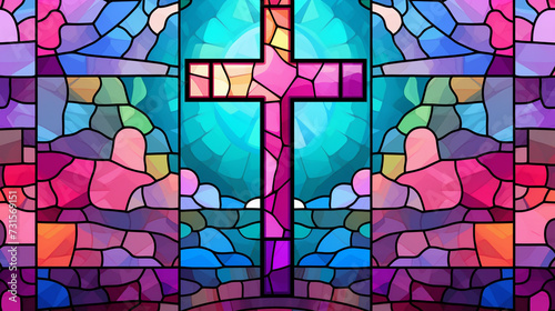 Stained glass church windows set outline illustration. Artwork ornamental religious interior frame cross . Art mosaic medieval design