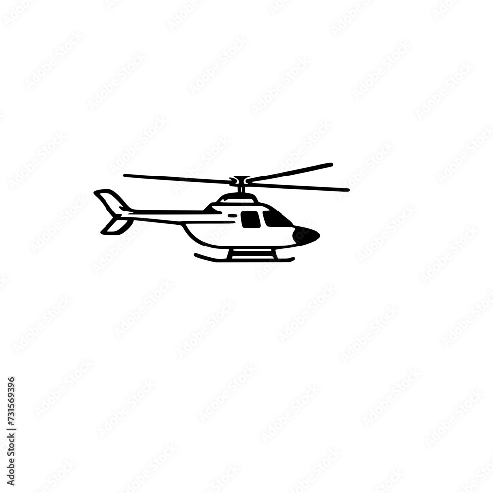 Helicopter Icon SVG Black And White Illustration Art Generative AI.
