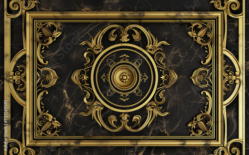 Stretch ceiling decoration model. mandala and decorative frame